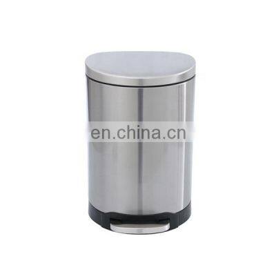 Eco-friendly mute indoor silver stainless steel trash can /garbage bin with foot pedal dustbin