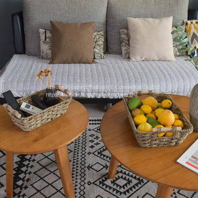 Natural Seagrass Basket With Wooden Handle Handmade Rattan Storage Basket photo-4