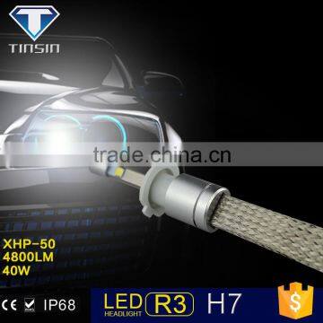 2015-2016 year tinsin spare parts hi lo beam 40w 4800lm h7 led headlight bulb for car