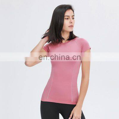 New Summer Women's Fitness & Yoga Wear Apparel Sports Tees Workout Short Sleeve Quick-dye Shirt