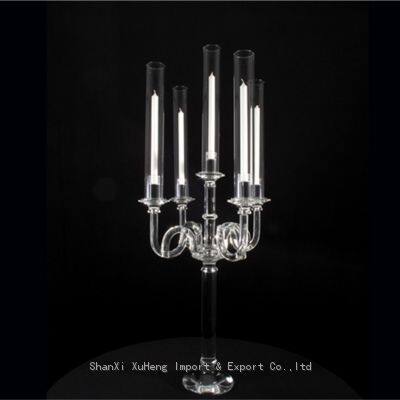 Long Stemmed 9 Arms Crystal Candelabra Centerpieces Crystal Candle Holder For Wedding Decoration photo-2