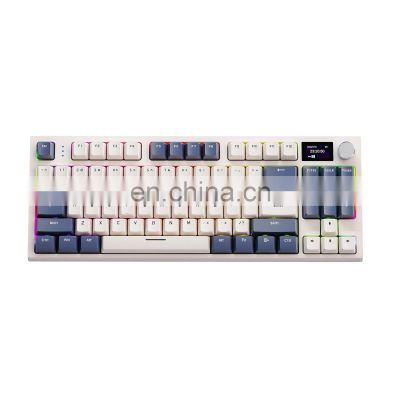 k86 75% 87 key tricolor RGB teclador Backlit Gaming macro programmable rechargeable wireless 2.4G PC mechanical gaming keyboard