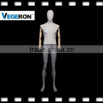 full body egg head fiberglass male mannequin with flexible wooden arms flexible mannequin