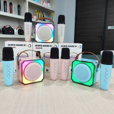 Latest fashion mini bluetooth speakers boombox Karaoke wireless microphone Singing Portable Audio Player Kid sin dubai