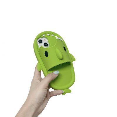Cartoon 3D Green Shark Shock-proof Silicone Phone Case Back Cover Protective Case for Mobile Phone 13 14 15pro Max photo-2
