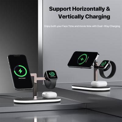 Multifunctional Magnetic Wireless Charger 15W Wireless Mobile Stand Charging for Devices Fast Charger Station Stand For IPhone