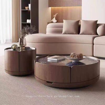 Durable  Sintered stone table top Wood Coffee Table