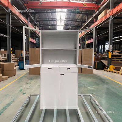 Factory Direct Wholesale Modern Metal Cabinet – Customizable Glass Door Steel Filing Cupboard for Commercial Office photo-1