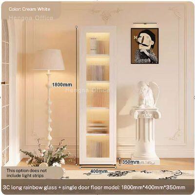 HN-B90 Fluted Glass Metal Showcase ,Slim Frame, Boutique Store Merchandising Cabinet with Magnetic Catch-HENGNA Factory Wholsale