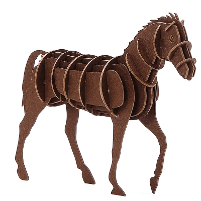 Оптовая продажа новодизайнерских картонных трехмерных головоломок-игрушек для самодельного сборки животных - головоломки-игрушки в виде лошадей. Принимаются заказы на индивидуальное производство (OEM) трехмерных бумажных головоломок.