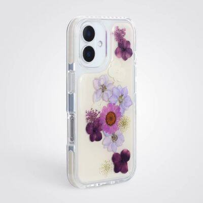Shockproof Real Flowers Drop Glue Transparency TPU PC Phone Case for IPhone 14 15 16 17 Pro Max Case