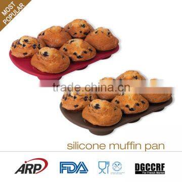 Flexible 6 Cups Silicone Cake Mould Heat resistance Non-stick Odorless BPA FREE FDA LFGB DGCCRF