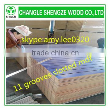 Hot sale high quality slotted melamine mdf/MDF board with aluminum grooves inserts