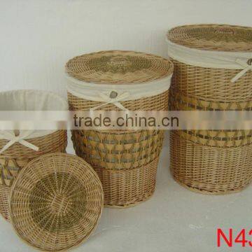 SET OF 3 WILLOW&SEAGRASS &WOODCHIP BASKET