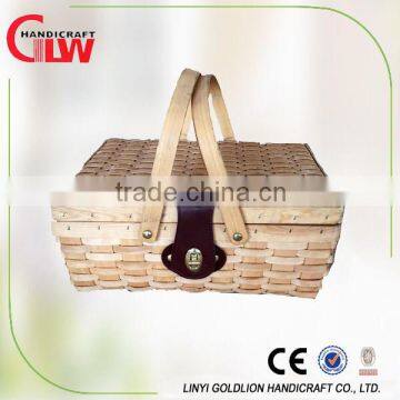 cheap wood chip basket made in China, basket with handles and lid