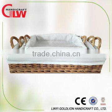 rectangular wicker basket tray with liner, cheap wicker bread baskets
