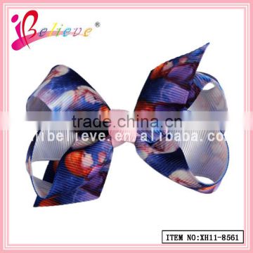 Kids wholesale jewelry handmade frozen bow ribbon frozen hair barrette