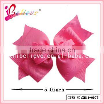 2015 New wholesale solid ribbon hair jewelry 5 inch large decorative bow hair clip (XH11-0974)