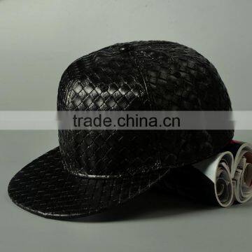 Latest Fashion Trend All Match Weave Design Plain Flat Brim Caps Blank Snapback