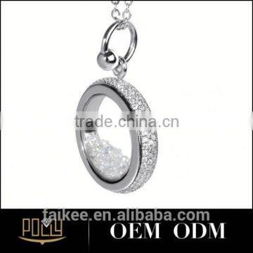 925 Silver Artificial Diamond Round Ring Pendant for Women Large Sterling Silver Pendant photo-3