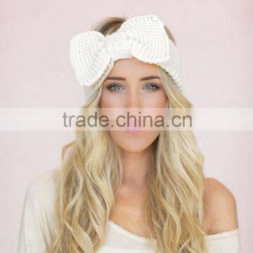 Fashion Cute Bowknot Flower Plain Knitting Lady Women Headband
