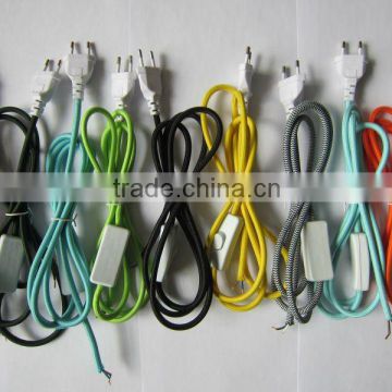 Braided power cord with plug and switch