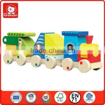 bright-coloured teaching toys china online shopping 12 pcs 1 year's old children play transportation DIY wooden cargo train