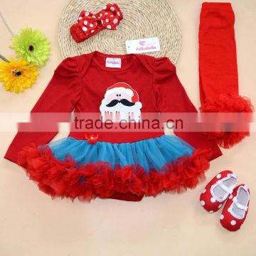 2015 newborn baby christmas clothes baby rompers tutu dress +head band +legwarmers and shoes girls christmas clothing sets SK-16