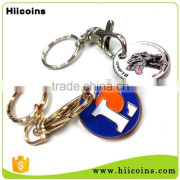 High Quality Round Shaped Custom Metal Trolley Coin Keyring