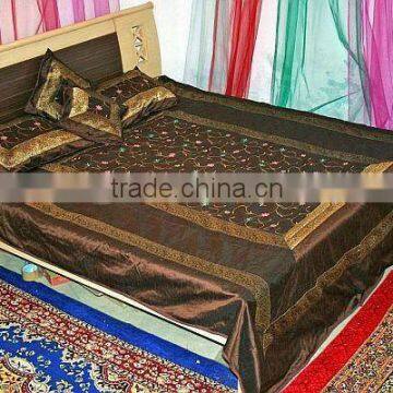 Indian Beddings silk set, Silk Bedspreads Throw King Coverlet 5 pcs set