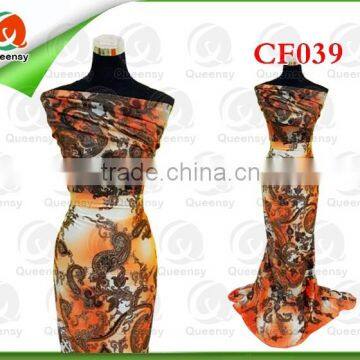 prined silk chiffon fabric, wholesale chiffon fabric for dress CF039