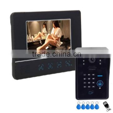 2015 7" color screen wired ID card unlock video door phone with remote door release PY-811MJIDS11