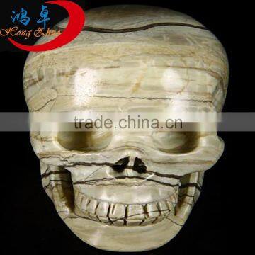 Natural handmade rock crystal Butter Jade crystal skull for sales