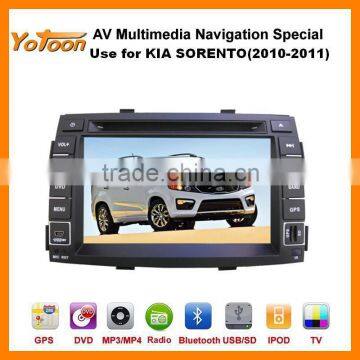 Car DVD GPS Player for SORENTO(2010-2011),HD/PIP/11 languages USB/SD/BT/IPOD/AV-in/AUX/ back view/car logo/wallpaper