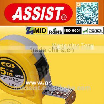 Yellow color 5m length wothout stop tape measure promotional pocket measuring tape