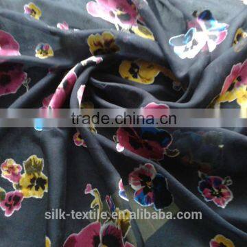 flower pattern silk rayon satin burn out fabric