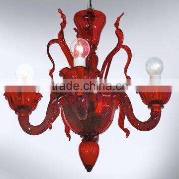 Red Murano Glass Chandelier Lighting Luxury Pendant Hanging Light CZ3538/4