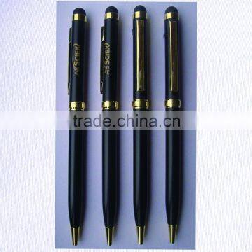 black color golden parts metal stylus touch ball pen for promotional gift