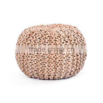 Natural Fibres Hand Knitted Round Foot Stool Rest Pouf