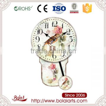 Brown bird and a rose postmark canvas large kitchen clock