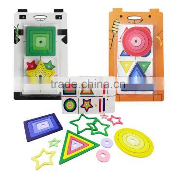 Gradient Assembly Game Set Jigsaw Green Wood Children Preshchool Educational Shape Size Color photo-2