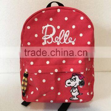 1# Cute Embroidery Tarpaulin Backpack With Cartoon Figure for Students