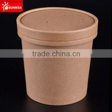 Disposable 8oz paper soup cup kraft with paper lid