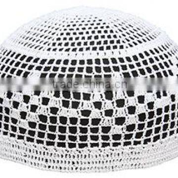 Fashionable white made by hand muslim style cap for sale