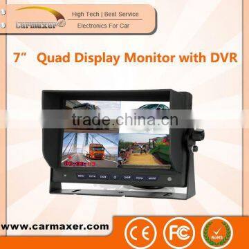 7 inch Quad Monitor Reversing Car/bus/truck hd sdi mobile dvr built in SD recorder