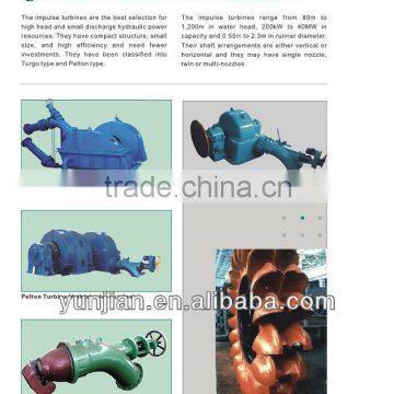 Impulse hydraulic turbine generating unit