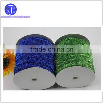 Wholesale blue and green polyester double sided velvet ribbon, stretch velvet ribbon 10mm