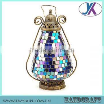 Vintage Handmade Decorative Glass Mosaic Hanging Glass Lantern photo-5