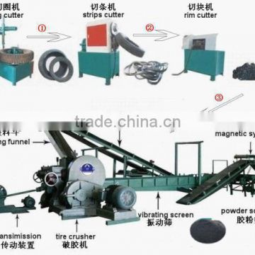 Used tire recycling rubber powder making machine / waste tyre shredder for sale