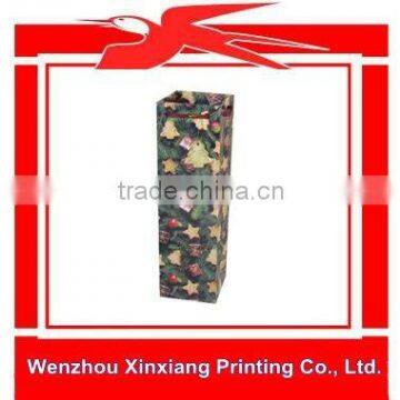 Custom Printed Christmas Wine Bottle Paper Bag